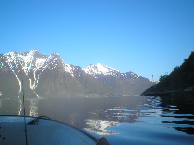 Fischerei, Angeln in Norwegen, Berge, Boot, Fjord